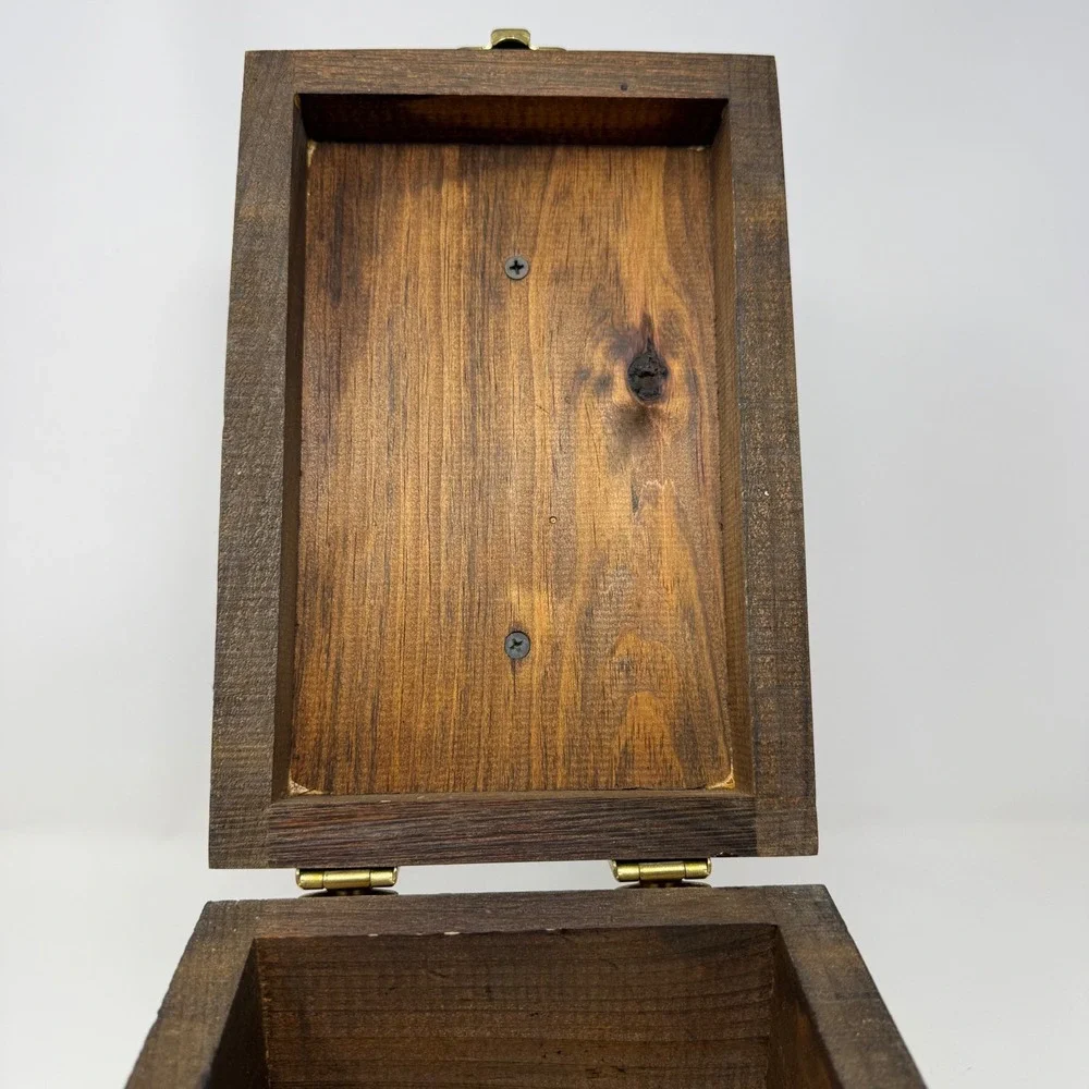 Stafford Collection Wooden Shoe Shine Valet Box Footrest Latch Dark Wood Vintage